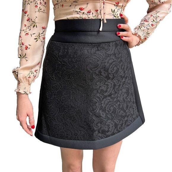 Missoni Black Neoprene Lace Panel Mini Skirt Size 40 (US 4) - Picture 1 of 9